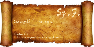 Szegő Ferenc névjegykártya